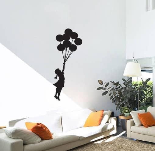 Pige med Balloner - Magisk vægdekoration til børneværelset