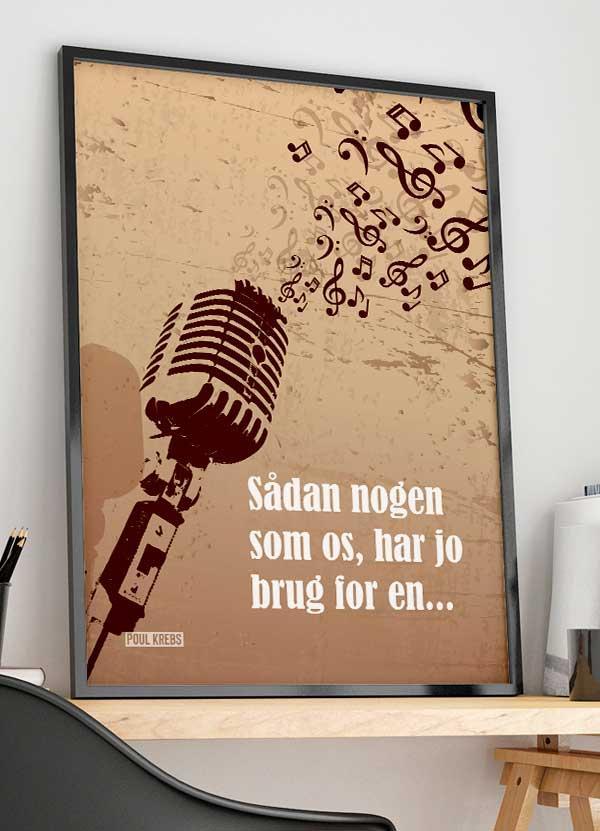 Poul Krebs plakat med mikrofon-effekt - A4 199 kr.