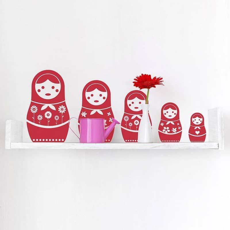 Matrjosjka Vægklistermærke – Russiske Dukker til Dit Hjem
