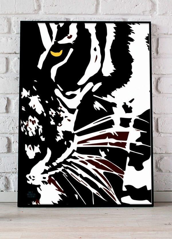 Plakat med gult tigerøje - A4 størrelse 21 x 29,7 cm