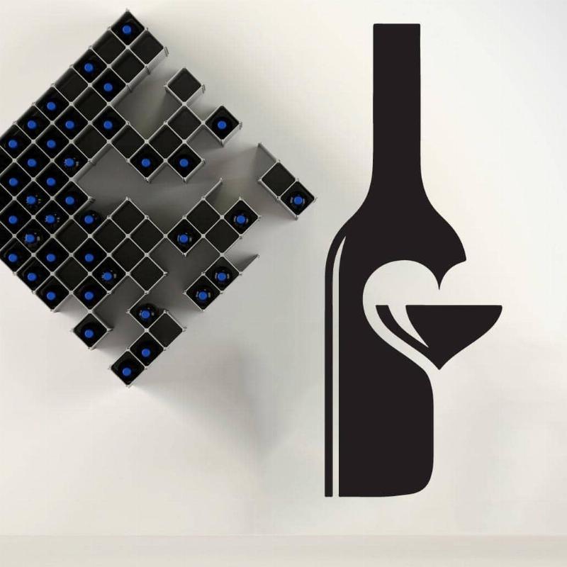 Hjerteformet Vinflaske Vægklistermærke – Unik Indretning!