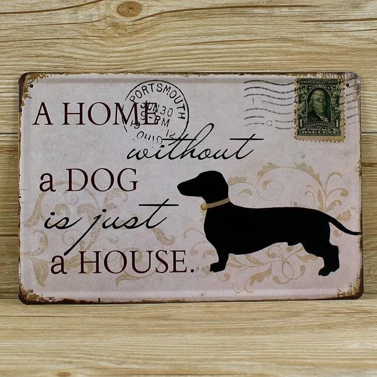 Emaljeskilt: Hjem uden hund