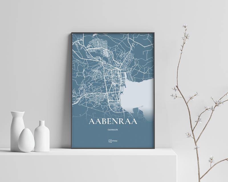 Aabenraa Plakat - Havblå Kort 50×70 cm