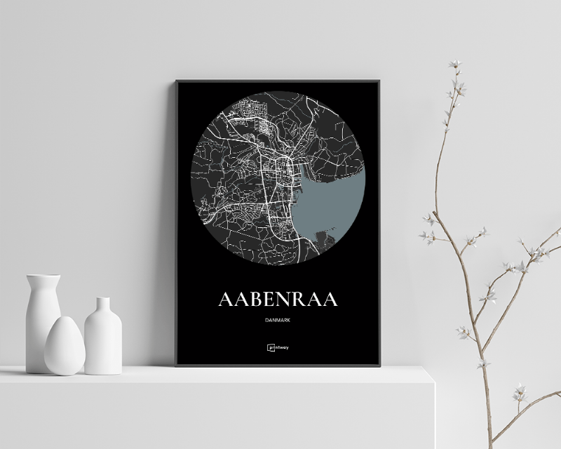 Aabenraa Plakat Rundt Sort 35×50 cm (B3)