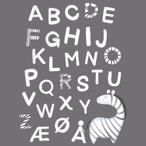 Lille Zebra ABC Plakat - Dansk Alfabet