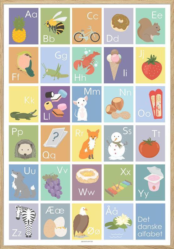 Farverig Dyre-Alfabetplakat til Børneværelset!