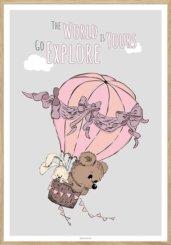 Børneplakat - Bjørn og Kanin på Eventyr til Fantasifulde Rum