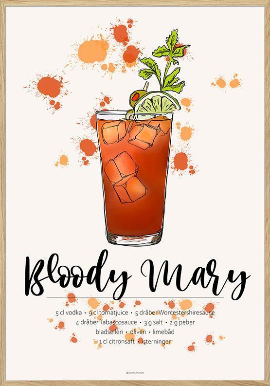 Bloody Mary opskrift plakat til dit køkken - Eksklusiv!