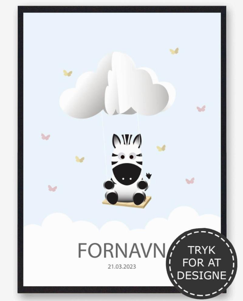 Zebra Navnetavle - Plakat 50x70 cm