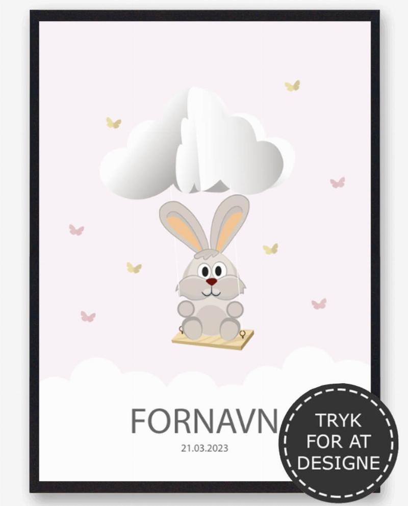 Navnetavle til Kanin - Plakat (Mål: 30x40cm)
