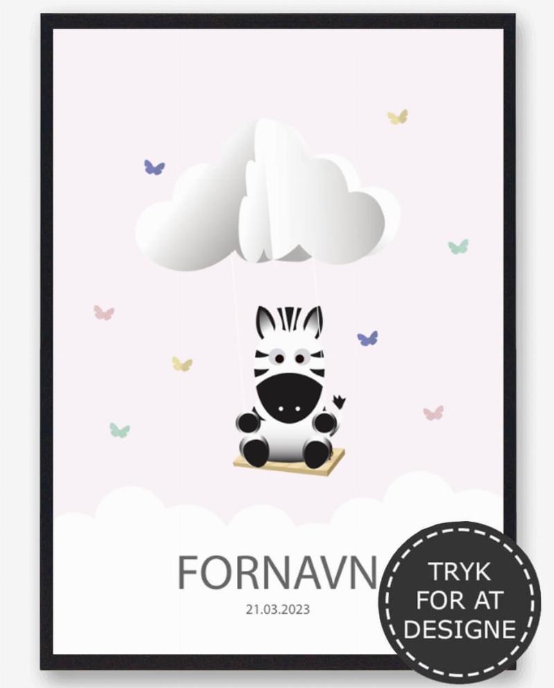 Zebra Navnetavle - Plakat 50x70 cm