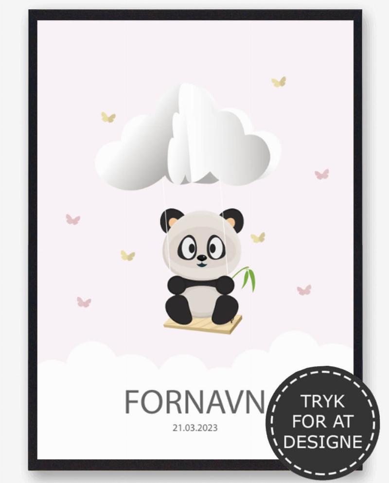 Navnetavle Panda - plakat 50x70 cm (B2)