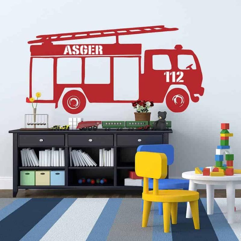 Brandbil Væggklistermærke – Fantastisk til Børneværelset!