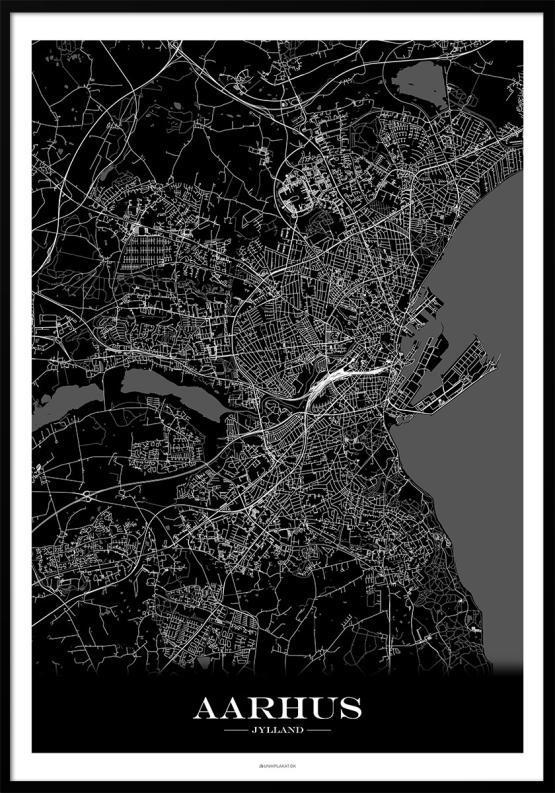 Byplakat Aarhus – Elegant Mørk Baggrund til Dit Hjem