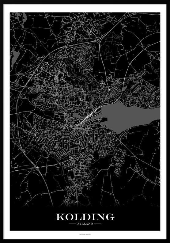 Kolding plakat med sort baggrund – unik vægkunst!