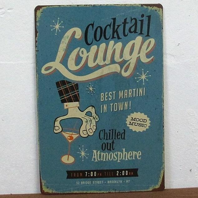 Emaljeskilt til Cocktail Lounge