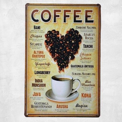 Emaljeskilt med kaffebønner