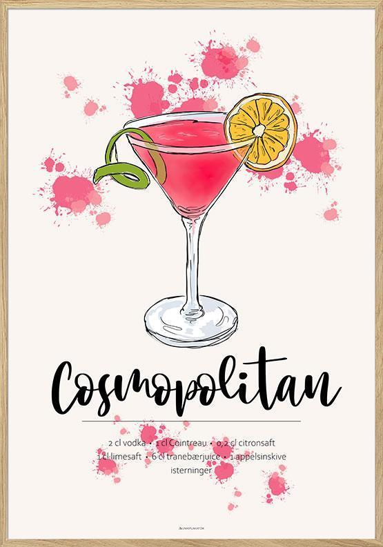 Cosmopolitan Cocktail Opskrift Plakat – Elegant Indretning