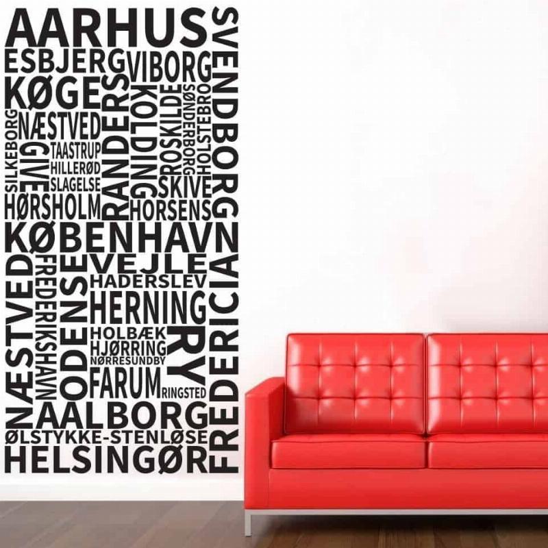 Danske Byer – Unik Væggaufkleber til Dit Hjem