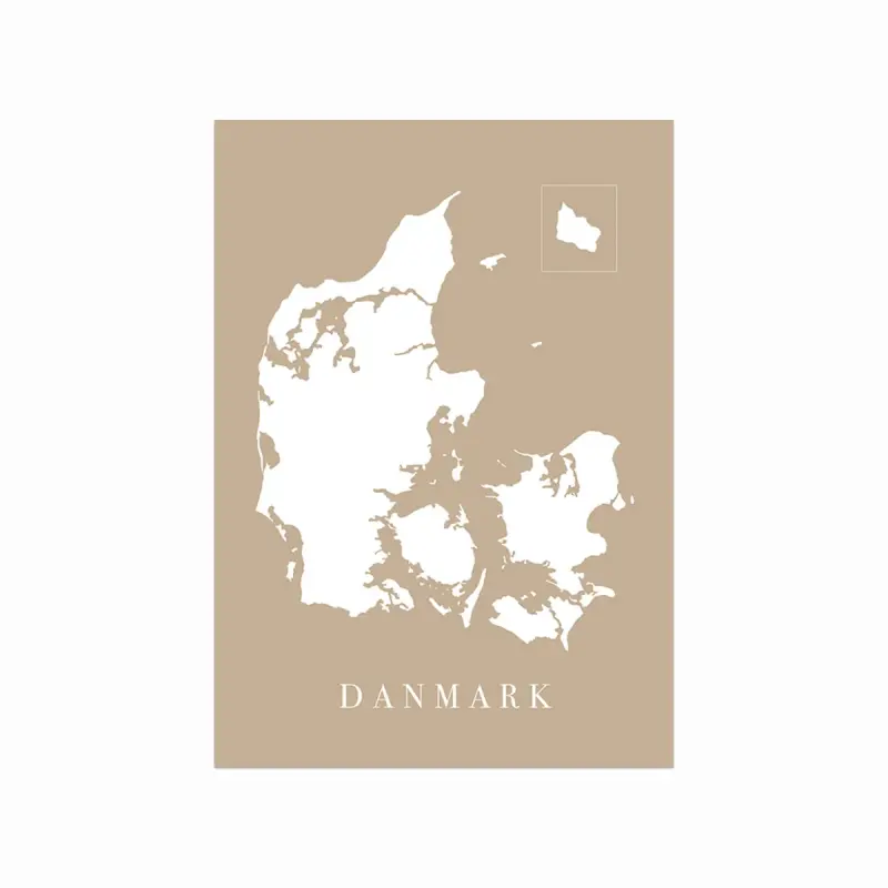 Danmarkskort i sandfarve