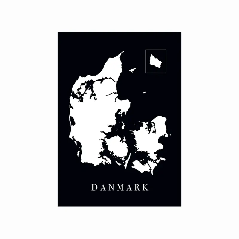 Danmarkskort i Sort