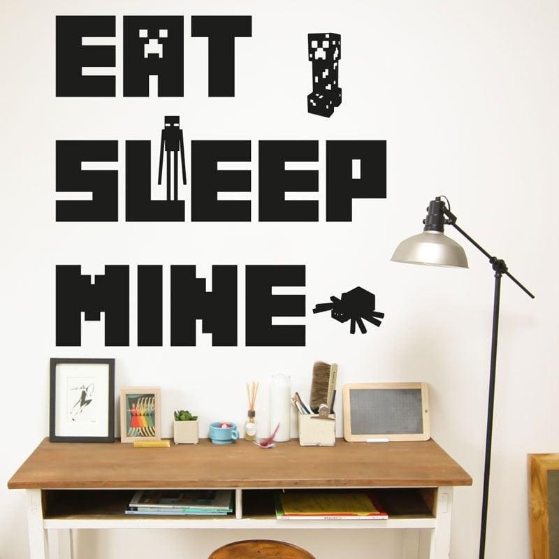 Oplev Eat Sleep Mine Væggesticker til Minecraft-fans!