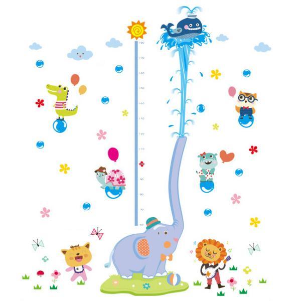 Elefant springvand med målebånd wallsticker 60-180cm