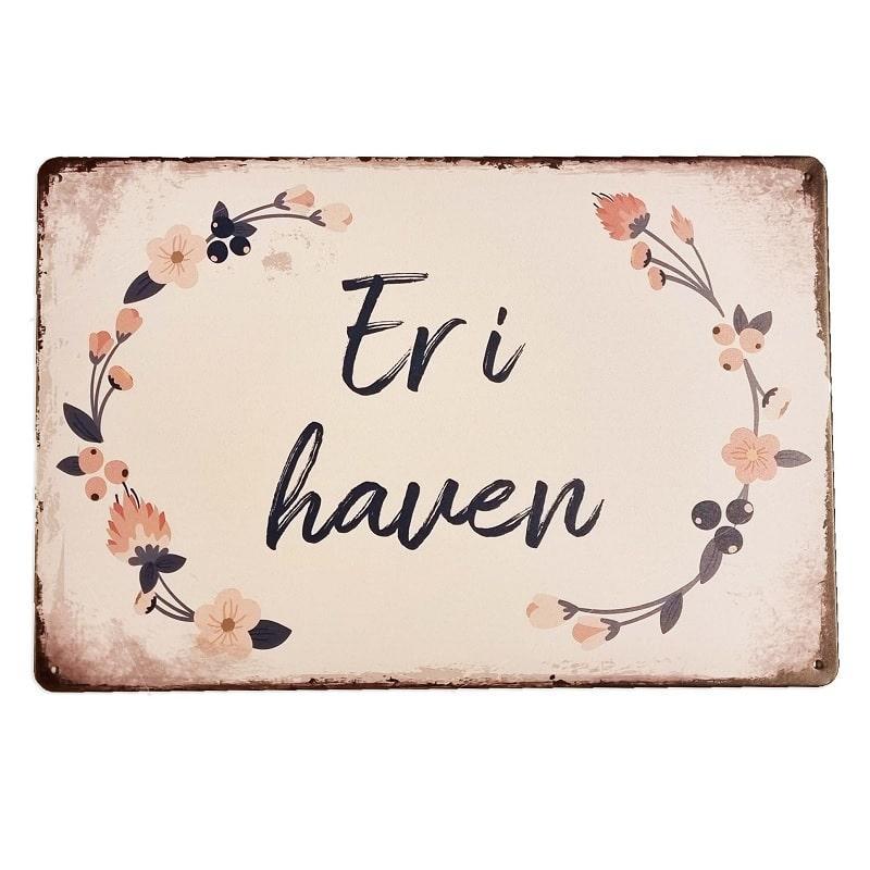 Emaljeskilt: Velkommen i Haven