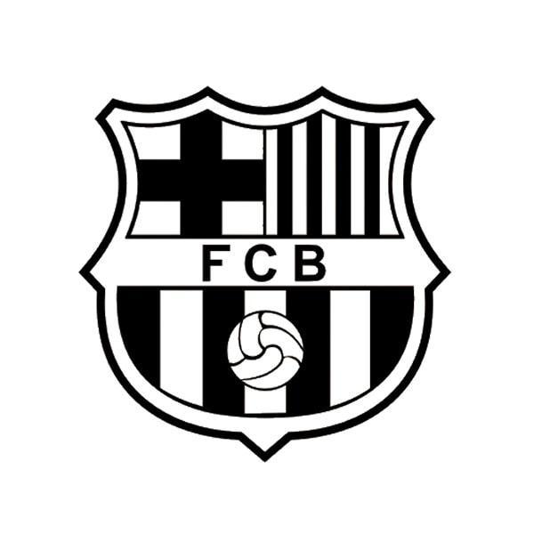 FC Barcelona vægklistermærke. Sort/hvidt logo. 57x57cm