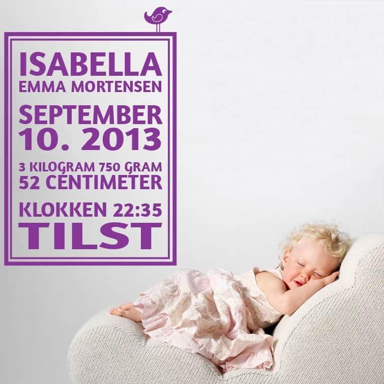 Fødselstavle Wallstickers – Unik Vægkunst til Børneværelset