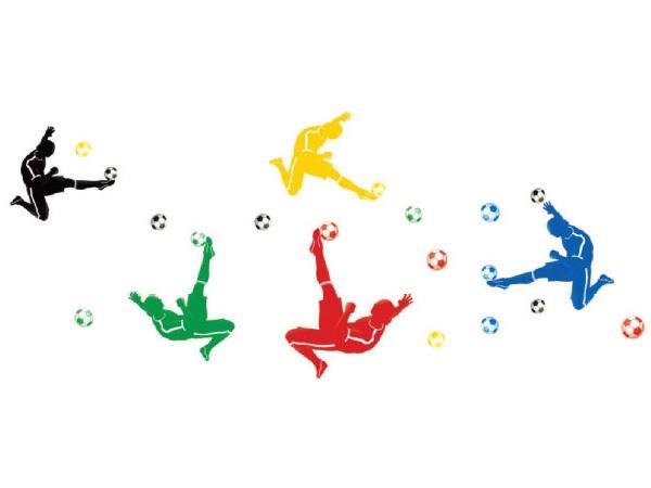 Fodbold vægklistermærke - Saksespark, 90x60cm