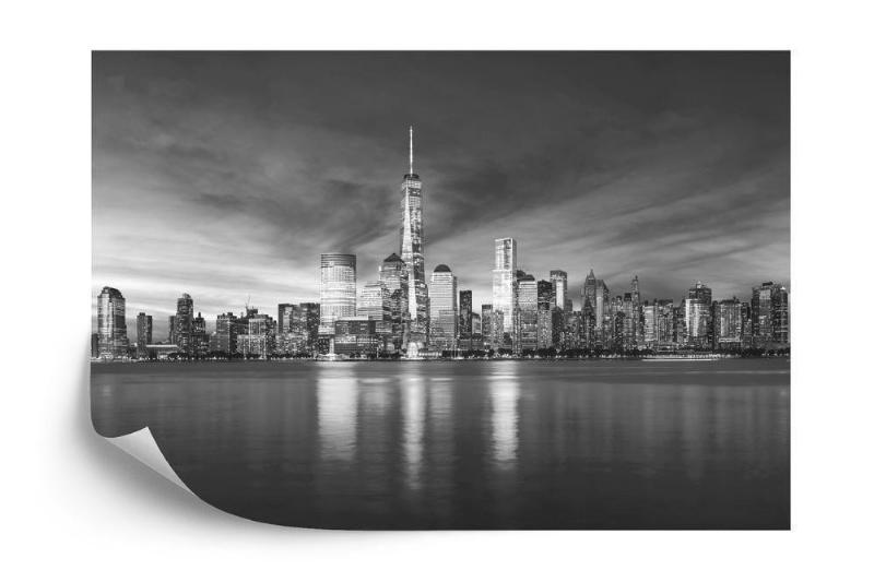 Fototapet - New York City solopgang i sort/hvid