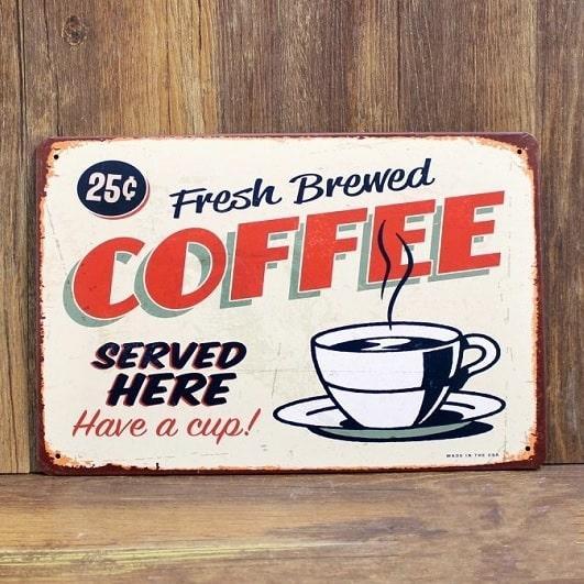 Emaljeskilt Friskbrygget Kaffe