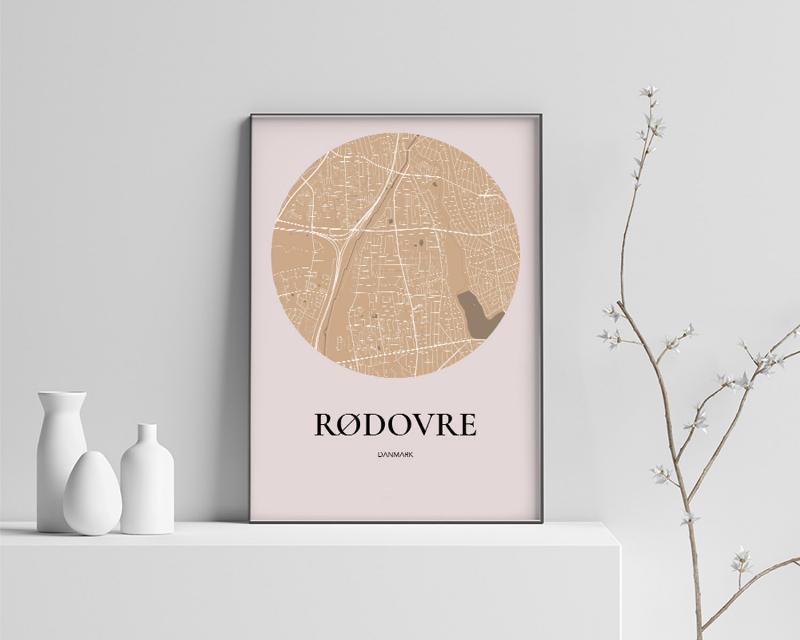 Rundt kort Guld - Rødovre Plakat 21×30 cm