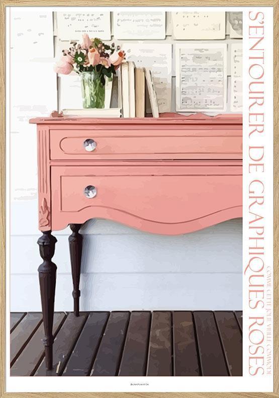 Grafisk Plakat - Lyserød Kommode til Dit Hjem