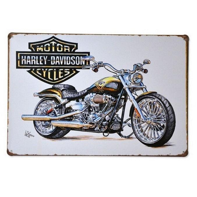 Emaljeskilt med Harley Davidson Motivet