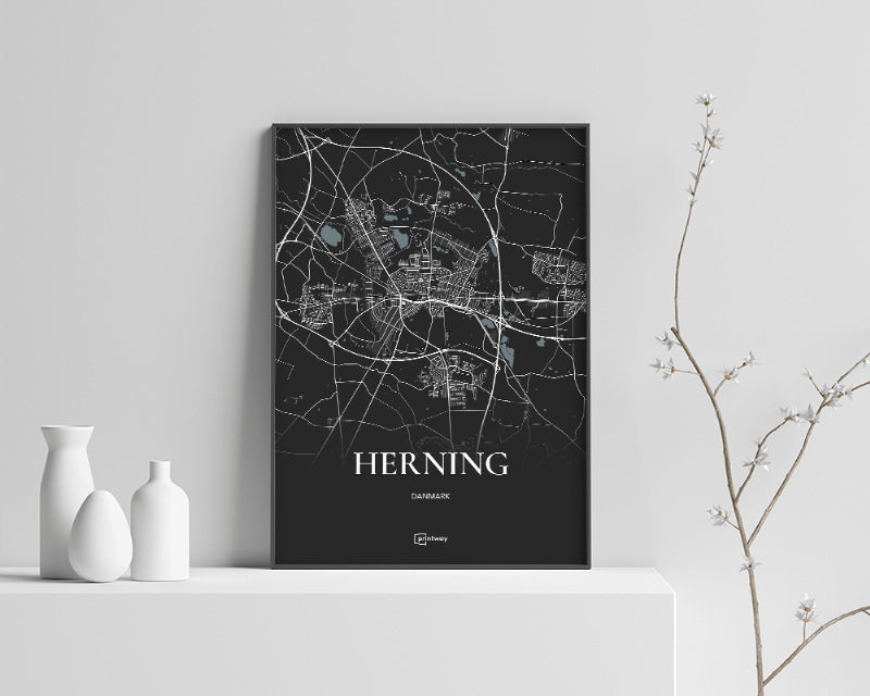 Herning Plakat - Sort Kort 21x30 cm (A4)