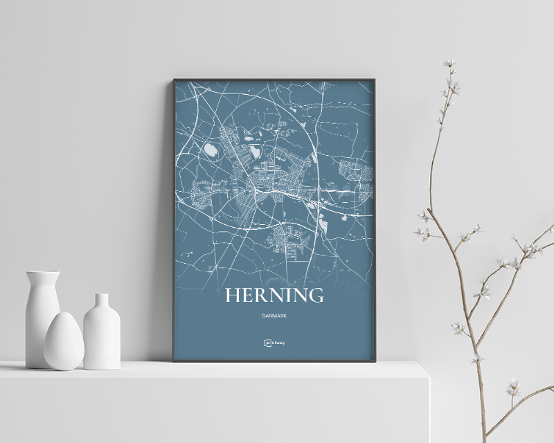 Herning Plakat - Havblå 21x30 cm (A4)