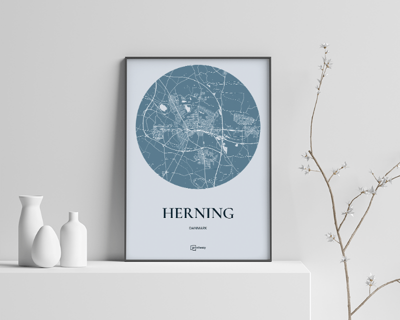 Herning Plakat Rundt Havblå 42×60 cm (A2)