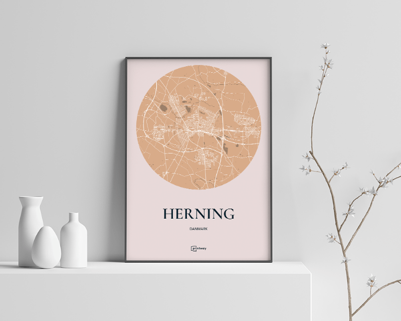 Herning Plakat Rund Guld 21×30 cm (A4)