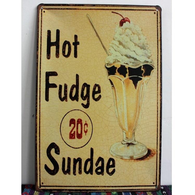 Emaljeskilt med Hot Fudge Sundae Motiv
