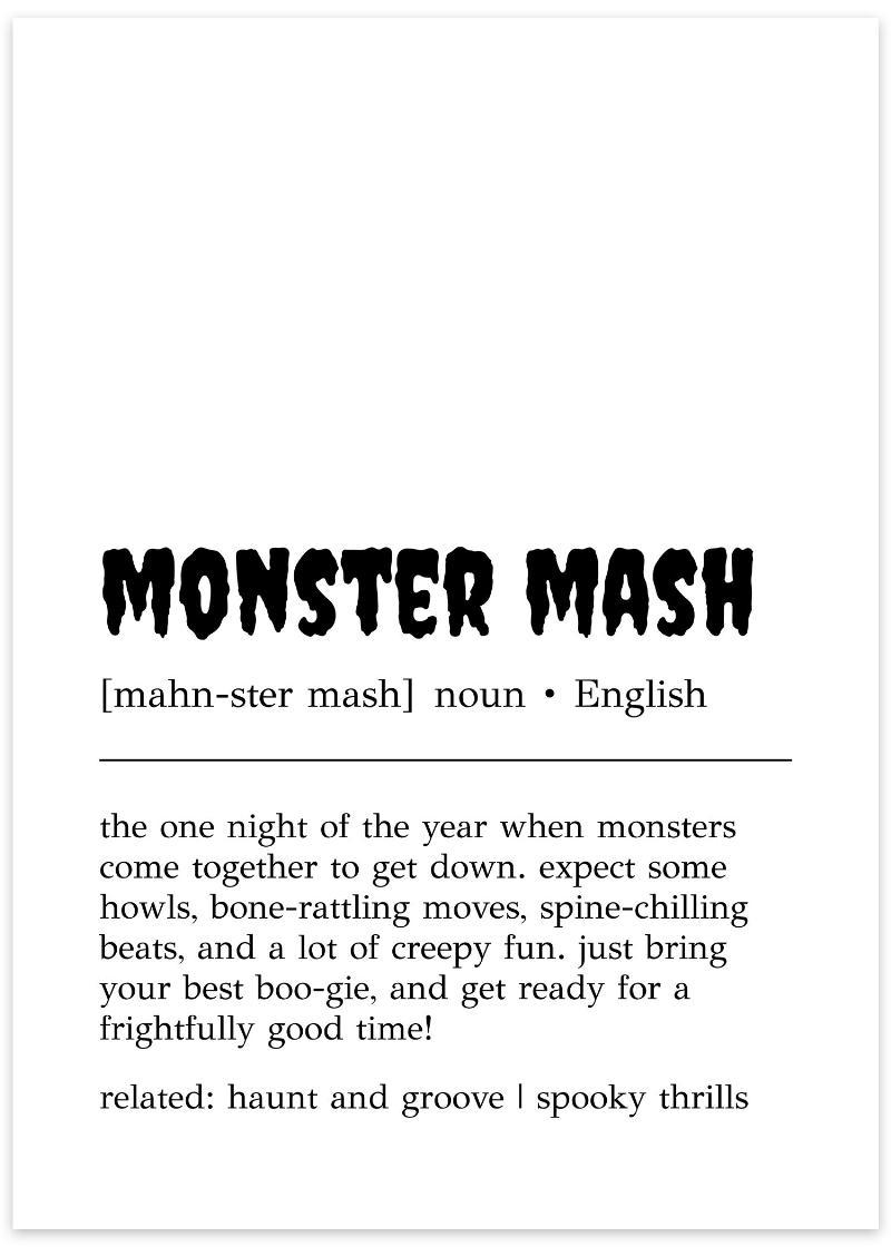 Monster Mash definition plakat - Sjov Halloween dekoration