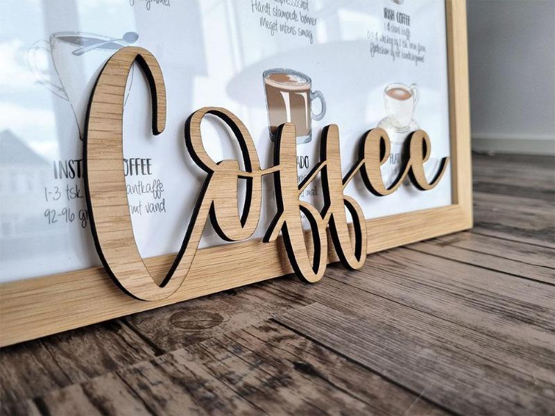 Kaffeskilt i træ – Unik dekoration til kaffeelskere