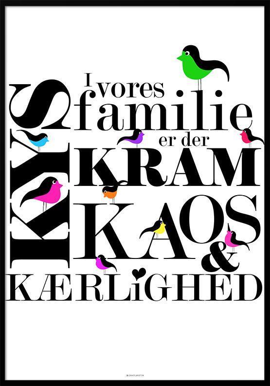 Kys Kram Kaos Fugle Plakat – Unik Vægkunst til Dit Hjem