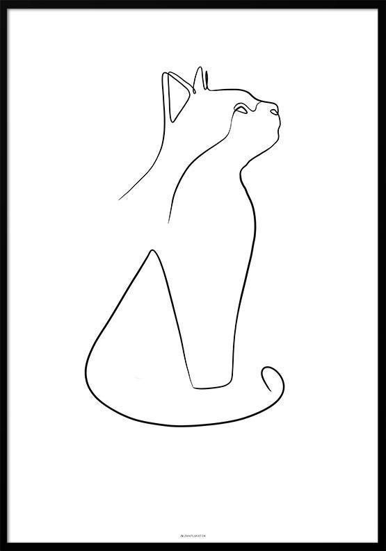 Enkeltlinjet tegning - Plakat med kat