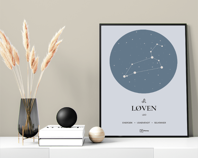 Løve Stjernetegn Plakat - Havblå 60x84 cm