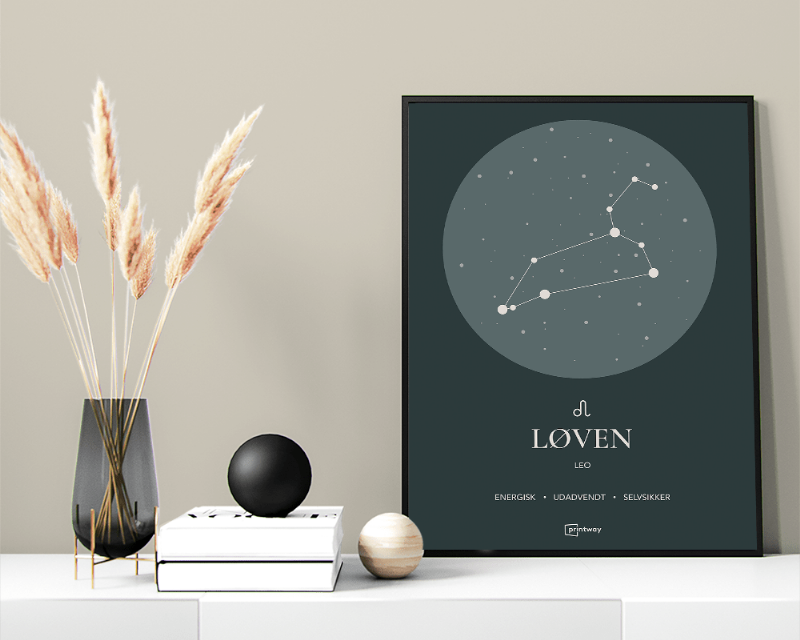 Løven Stjernetegn Plakat - Skovgrøn 50x70 cm