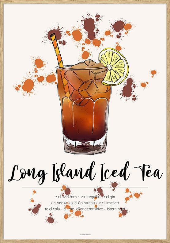 Long Island Iced Tea Opskrift Plakat – Cocktailkunst til Hjemmet