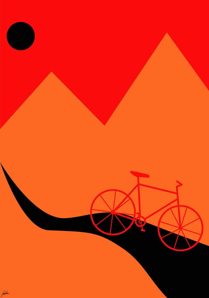 Orange Mountainbike Plakat fra Justesen