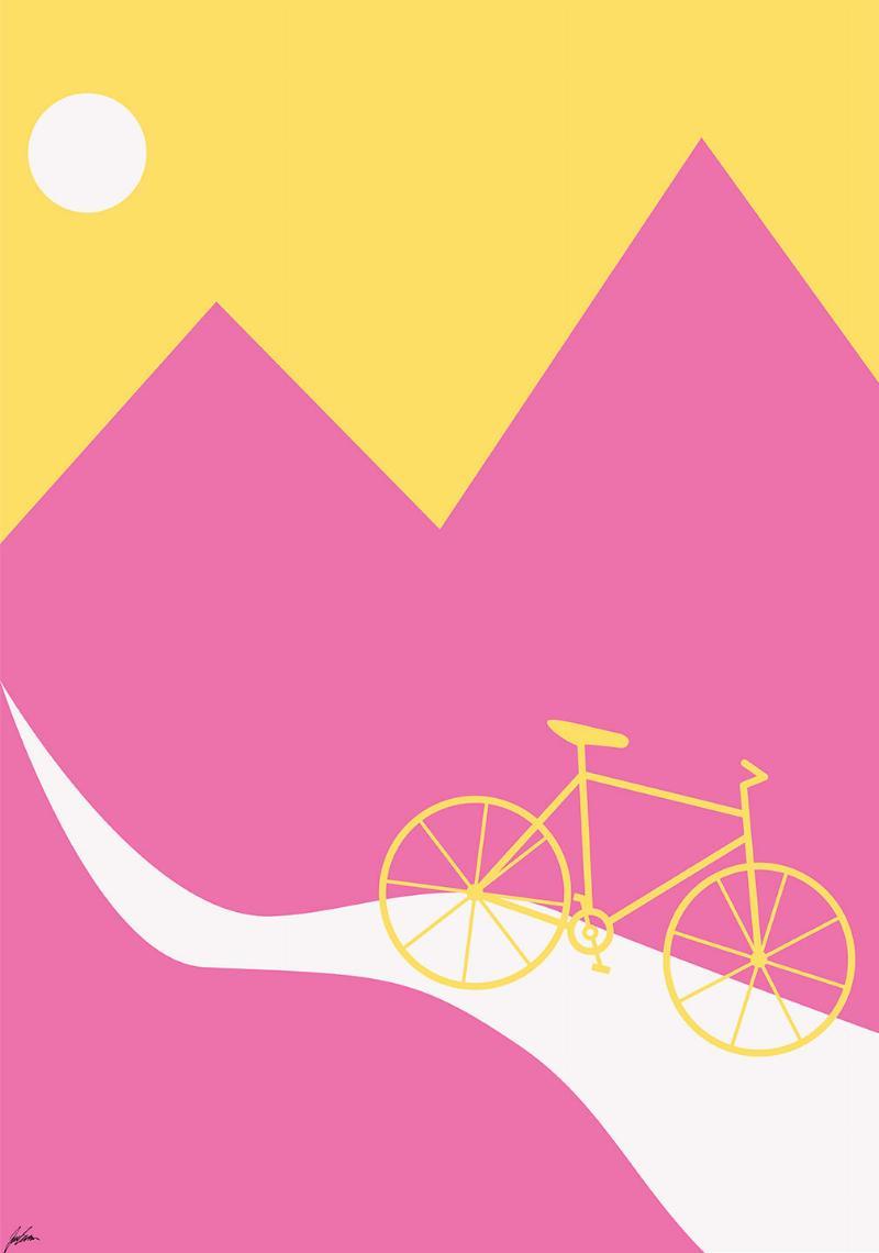 Mountainbike i Gul fra Justesen Plakater